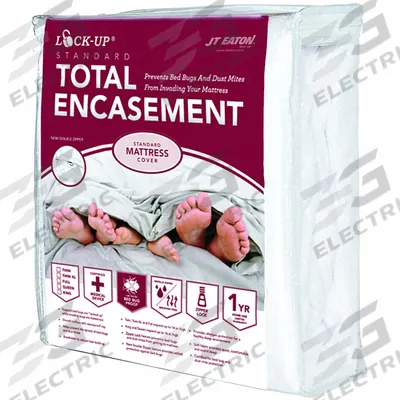 LOCKUP Mattress/Box Spring Protector: Queen, 80 in Overall Lg, 60 in Overall Wd - Mattress Encasements