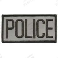 HEROS PRIDE Embroidered Patch: Police, 4 in x 2 in, Black/Gray, Plastic, Sew-On, Chest (MPN 10300). Key specifications — attr1074238: Sew-On; attr188498: 4 in x 2 in; attr188499: Gray; attr188500: Plastic; attr188503: Police; attr193746: HEROS PRIDE.