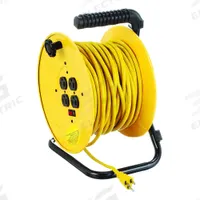 APPROVED VENDOR Extension Cord Reel: 80 ft Cord Lg, 14 AWG, 5-15R Retractable End, SJTW, Yellow (MPN 2YKR5). Key specifications — Feeder Cord Ending NEMA Configuration: 5-15P; Retractable Cord Ending NEMA Configuration: 5-15R; Voltage: 125V AC; Brand: APPROVED VENDOR.