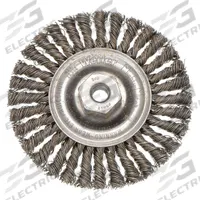 WEILER Wire Wheel Brush: Stainless Steel Stringer Bead, 4" Dia x 3/16" Wd, 3/8"-24 Arbor, 0.02" Fill (MPN 96276). Key specifications — Brand: WEILER.