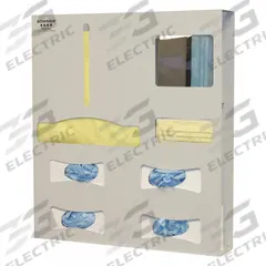 BOWMAN DISPENSERS Protection System: 22 3/4 in Overall Wd, 4 in Overall Dp, 7 Compartments, Aluminum (MPN PS412-0512). Key specifications — Material: Aluminum; Color: Brown; Brand: BOWMAN DISPENSERS; Product Type: Protection System; Compatible Dispensing Product: Gloves.