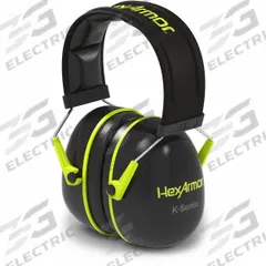 HEXARMOR Earmuffs: Over-the-Head Earmuff, Passive, 26 dB NRR, Foam, Black, 1 PR (MPN 19-10002). Key specifications — attr114053: Rigid; attr114052: No; attr114031: No; attr114015: EVA, Polyethylene, PVC, Foam, Leather; attr114029: Foam; attr114039: ABS; attr114048: K-Series(TM); attr114038: Black.