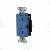 HUBBELL Receptacle: Hospital Grade, Decorator Duplex, 5-15R, Blue, 125V AC, 15 A, 2 Pole / 3 Wire (MPN HBL2172STBL)
