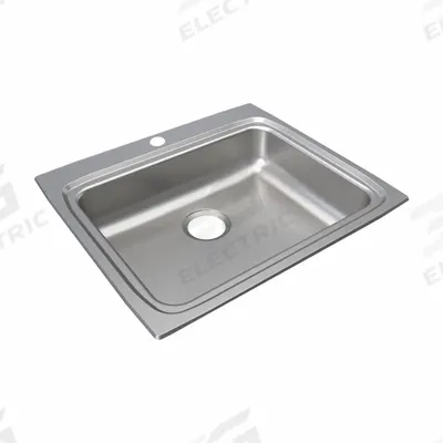 JUST MANUFACTURING Bowl Drop-In Sink: 25 in Overall Lg, 22 in Overall Wd, 4 1/2 in Bowl Dp - One-Bowl Counter-Mounted Kitchen & Bar Sinks without Faucets