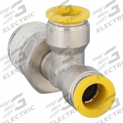PARKER Push-Fit Tee Fitting: 10 mm OD x 10 mm OD x 1/2 in Pipe Size, Brass - Nickel-Plated Brass Tube Fittings