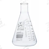 GLOBE SCIENTIFIC Erlenmeyer Flask: 2 L, Colorless, Conical, A, 10 Compatible with Stopper Size (MPN 8402000). Key specifications — Shape: Conical; Body Color: Colorless; Brand: GLOBE SCIENTIFIC; Compatible with Stopper Size: 10; USP Specification: Type I.