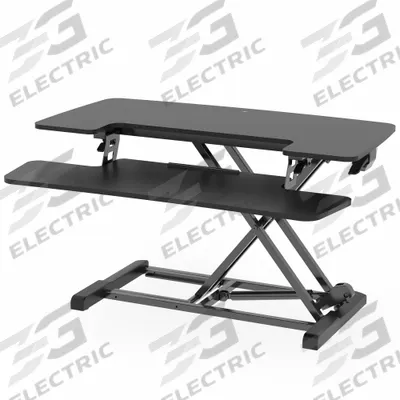 FLEXISPOT Standing Desk Converter: Black, Medium Density Fiberboard, 34 5/8 in Overall Wd - Manual Adjustable-Height Desks