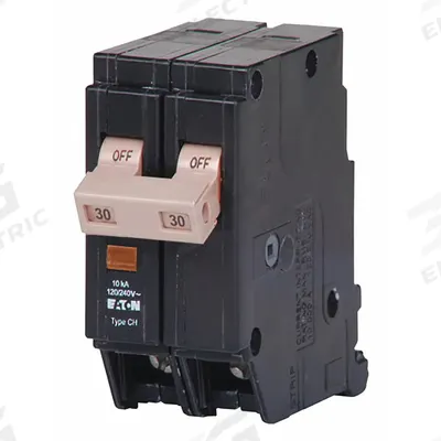 EATON Circuit Breaker: 30 A, 120/240V AC, Single Phase, 10kA at 120/240V AC - CH Series