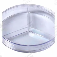 Petri Dish: 99.82 mm Dia, 14.99 mm Overall Ht, No Surface Treatment, (3) Compartments/No Rim, Clear (MPN 322802). Key specifications — Includes: (3) Compartments; Material: Polystyrene; Brand: QORPAK; Surface Type: No Surface Treatment.