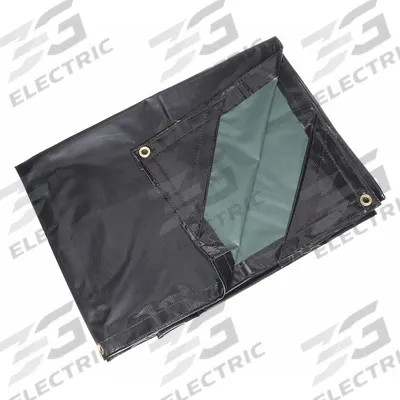 APPROVED VENDOR Tarp: 19.5 ft Lg, 15.17 ft Wd, Heavy Duty, 15 mil, Vinyl, Black/Green - Vinyl Tarps