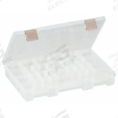 PLANO MOLDING Compartment Box: 11 in x 7 1/4 in x 1 3/4 in, Clear, 24 Compartments - Small Parts Compartmented Boxes with Adjustable Dividers