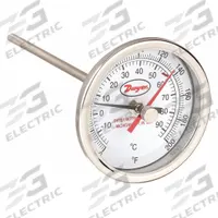 DWYER Min/Max Dial Thermometer: 0°F to 200°F to -17.8°C to 93.3°C, +/- 2% Accuracy, 3 in Dial Dia (MPN BTM31210D). Key specifications — Brand: DWYER; Accuracy: +/- 2%.