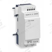 SCHNEIDER ELECTRIC Discrete Input/Output Module: (4) Discrete In, (2) Relay Out (MPN SR3XT61FU). Key specifications — Manufacturer Part Number: SR3XT61FU; Power Required: 100 to 240V AC; Product Type: Discrete Input/Output Module; Series: SR3B; Number and Type of Outputs: (2) Relay; Number and Type of Inputs: (4) Discrete.