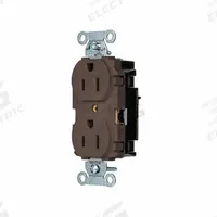HUBBELL Receptacle: Duplex, 5-15, Brown, 125V AC, 15 A, 2 Pole / 3 Wire (MPN BR15ST)