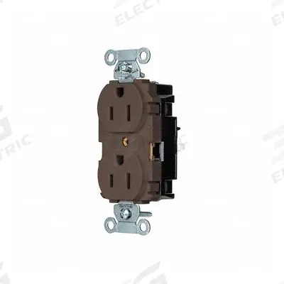 HUBBELL Receptacle: Duplex, 5-15, Brown, 125V AC, 15 A, 2 Pole / 3 Wire (MPN BR15ST) - General Purpose Receptacles