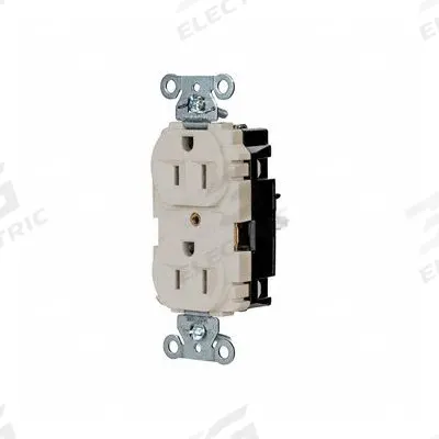 HUBBELL Receptacle: Duplex, 5-15, Light Almond, 125V AC, 15 A, 2 Pole / 3 Wire (MPN 5262STLA) - General Purpose Receptacles