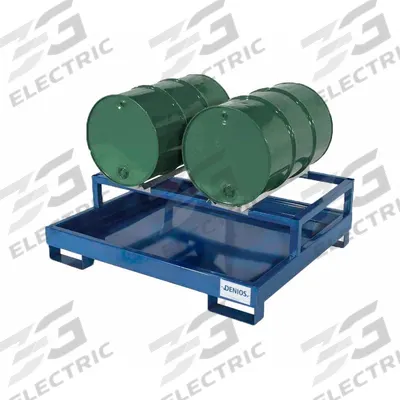 DENIOS Drum Dispensing Rack: 2 Drums/Containers, Drum Dispensing Rack, 66 gal Spill Capacity - Drum Dispensing Racks