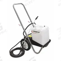 FIMCO Cordless Cart Sprayer: Spot, 5 gal Tank, Poly Tank, 25 ft Max Spray Distance, 60 psi, 21-30 ft (MPN LG-5-P). Key specifications — Brand: FIMCO; Chemical Compatibility: Pesticide; Tank Material: Poly.