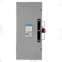 SIEMENS Safety Switch: Non-Fusible, 100 A, Three Phase, 600V AC, Galvanized Steel, Indoor (MPN DTNF363). Key specifications — attr867131: SIEMENS.