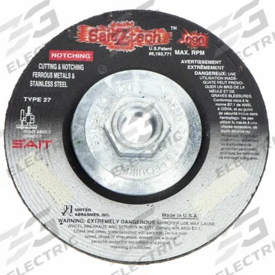 UNITED ABRASIVES-SAIT Depressed Center Cut-Off Wheel: Type 27, 6" x 0.09" x 5/8"-11, Zirconia Alumina - High-Performance Cut-Off Wheels for Carbon & Stainless Steel