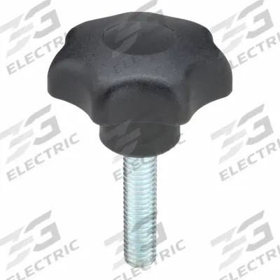 KIPP Hand Knob: 7 Point, Plastic w/ Steel Thread, 3/8"-16 Thread, 40 mm Thread Lg - 7-Arm Knobs with Threaded Stud