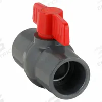 APPROVED VENDOR Manual Two-Way Ball Valve: 1 1/2 in, PVC, Straight, Socket x Socket, One-Piece, Tee (MPN 32H952). Key specifications — Brand: APPROVED VENDOR; Handle: Tee.