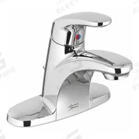 AMERICAN STANDARD Mid Arc Bathroom Faucet: Colony Pro, Metal, Chrome Finish, 0.5 gpm Flow Rate, Arc (MPN 7075055.002). Key specifications — Includes: Metal body with metal lever handle/Pop-Up Hole & Rod; Brand: AMERICAN STANDARD; Series: Colony Pro.