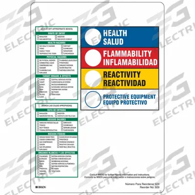BRADY HMIG Label: 10 in Ht, 7 in Wd, Paper, Adhesive, 7 in x 10 in, HMIG - Safety