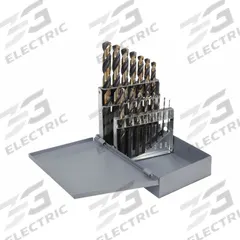 CLE-LINE Jobber Length Drill Bit Set: 15 Pc, 1/16" to 1/2" by 32nds, 135° Split Point, 3-Flats Shank (MPN C18124). Key specifications — attr1236168: Metal Index.