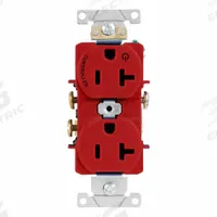 LEVITON Duplex Receptacle/Oultet, 20 Amp: Duplex, 5-20, Red, 125V AC, 20 A, 2 Pole / 3 Wire (MPN 5362-S1R)