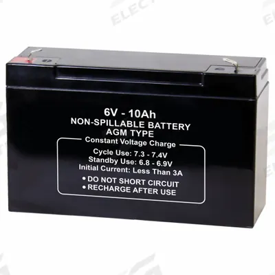 APPROVED VENDOR Sealed Lead Acid Battery: 6V DC, 10 Ah Capacity, 3.7 in Ht, 5.94 in Wd - AGM Sealed Lead Acid Batteries