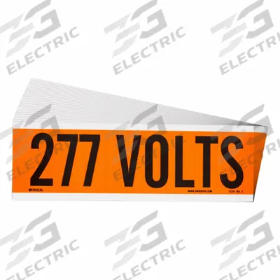 BRADY Conduit & Voltage Signs & Labels: 9 in Label Wd, 2 1/4 in Label Ht, 227 Volts - Self-Stick Vinyl Conduit and Voltage Markers