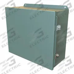 HAMMOND Electrical Enclosure: Steel, 12 in x 14 in x 6 in, NEMA 12/13/3R/4, Solid Cover, Hinged (MPN HJ12146HLP). Key specifications — Closure Method: Clamps; Brand: HAMMOND; Knockouts: Not Included.