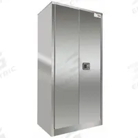 SECURALL Storage Cabinet: 48 in x 24 in x 72 in, Flush Handle Handle & Latch, 18 ga Panel Thick (MPN 101-sw-ss). Key specifications — Door Type: Hinged; Cabinet Color: Silver; Base Type: Leveling Feet; Assembled: Assembled; Mobility: Stationary; Adjustable Shelves: Adjustable; Cabinet Finish: Brushed; Door Handle Type: Flush Handle.