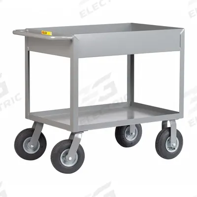 LITTLE GIANT Utility Cart: 1,200 lb, 48 in L x 24 in W Shelf, 2 Shelves, Gray - Utility Carts with Rough Surface Wheels