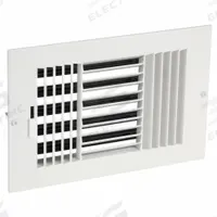 Sidewall/Ceiling Register: Ceiling/Wall, 7 3/4 in H, 11 3/4 in W, Louvered, Uncoated, White (MPN 4JRU3). Key specifications — Adjustable Blades: No; Brand: APPROVED VENDOR; Airflow Directions: Three-Way; Grille Color: White.