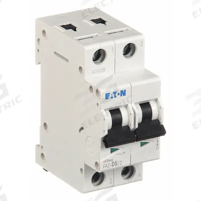 EATON Supplementary Protector: 10 A Amps, 96V DC, 15kA at 277/480V AC, Lug, FAZ - C-Curve, 2-Pole UL1077 DIN Rail-Mount Supplementary Protectors