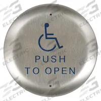 BEA Exit Push Button: 4 1/2 in Ht, 5/8 in Dp, 4 1/2 in Wd, ADA Compliant, Aluminum/Stainless Steel (MPN 10PBR451). Key specifications — Product Type: Exit Push Button; Operation Type: Push; ADA Compliant: Yes; Brand: BEA; Color: Gray.