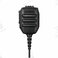 MOTOROLA Speaker Microphone: Fits Motorola, For APX/ION/R7 Series, 3.5 mm Jack, 12 in Cord, IP68 (MPN PMMN4128). Key specifications — Compatible Radio Series: R7; Color: Black; Radio Connector Type: 3.5mm Plug; Brand: MOTOROLA; Manufacturer Part Number: PMMN4128; Push To Talk: Yes.