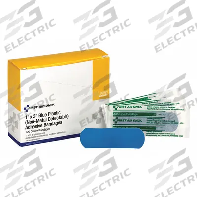 FIRST AID ONLY Adhesive Bandage: Strip Bandages, 1 in Wd, 3 in Lg, Not Metal Detectable
