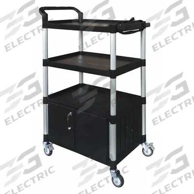 APPROVED VENDOR Media Cart with Cabinet: Black, 52 3/4 in Overall Ht, 32 5/8 in Overall Wd (MPN 45NP05) - Media Carts