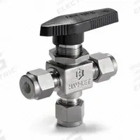 HAM-LET Manual Three-Way Ball Valve: 1/4 in, Stainless Steel, One-Piece (MPN H-800M-SS-L-1/4-T). Key specifications — Brand: HAM-LET.