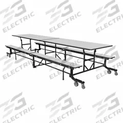 PALMER HAMILTON Cafeteria Bench Table: Gray Glace, Bench Seat, 27 in Overall Ht, 55 in Overall Lg (MPN 19F18273012GB). Key specifications — Tabletop Structural Material: Industrial Grade High Pressure Laminate with Particleboard Core; Tabletop Surface Material: Laminate.