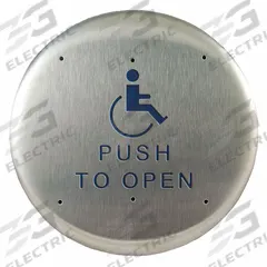 BEA Exit Push Button: 6 in Ht, 5/8 in Dp, 6 in Wd, ADA Compliant, Aluminum/Stainless Steel, Gray (MPN 10PBR1). Key specifications — Product Type: Exit Push Button; Operation Type: Push; ADA Compliant: Yes; Brand: BEA; Color: Gray.