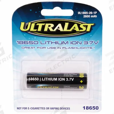 ULTRALAST Rechargeable Battery: 18650 Battery Size, Lithium Ion