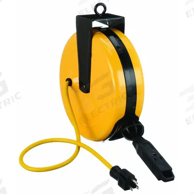 APPROVED VENDOR Extension Cord Reel: Ratchet Lock, 30 ft Cord Lg, 14 AWG, SJTW, 5-15R Cord Lg - Self-Retracting Cord Reels