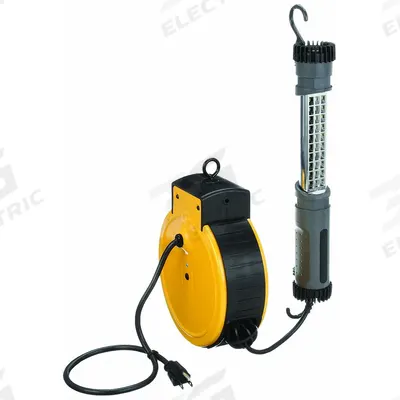 APPROVED VENDOR Extension Cord Reel with Hand Lamp: 25 ft Cord Lg, 18 AWG, SJT, 300 lm - LED Lighted Cord Reels