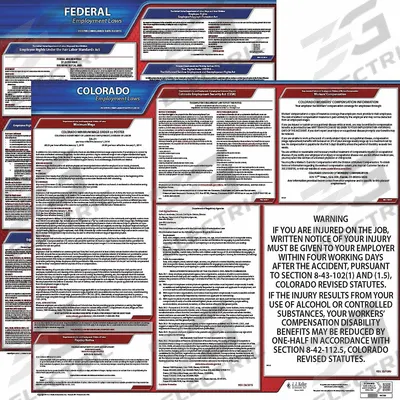 JJ KELLER Labor Law Poster: CO, English, Plastic, 30 in x 24 in - State & Federal Labor Law Poster Sets