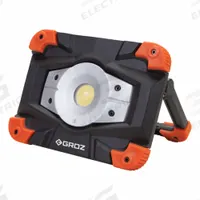 GROZ Temporary Job Site Light: 2,000 lm Max Brightness, LED, 2, 2 Brightness Levels, 1 Lamp Heads (MPN LED/560). Key specifications — attr562610: Lithium Ion; attr562627: Black/Orange; attr562654: LED; attr562613: GROZ; attr873195: 2.