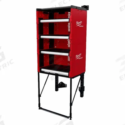 MILWAUKEE PACKOUT Rack Kit: 27 5/16 in W x 21 in D x 70 in H, Steel, Black - PACKOUT Workshop Racking Systems